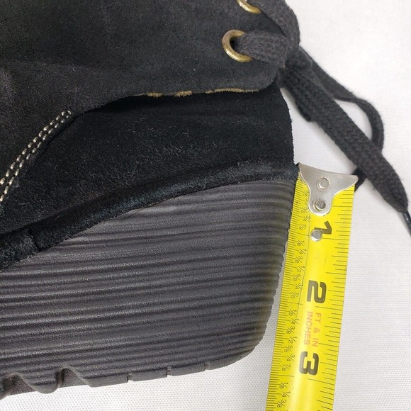 Fly London Boots Yama Wedge Ankle Bootie Black Suede Lace Up Size 38 EU 8 US - Picture 10 of 13